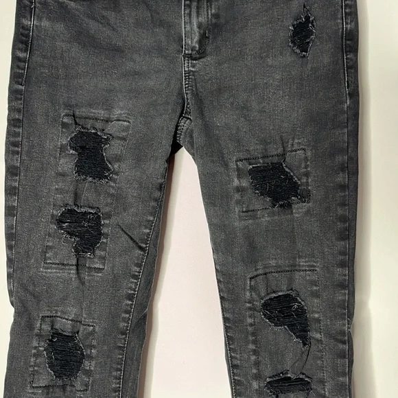 GARAGE Black High Rise Distressed Skinny Jeggings Size 7 - Picture 4 of 8